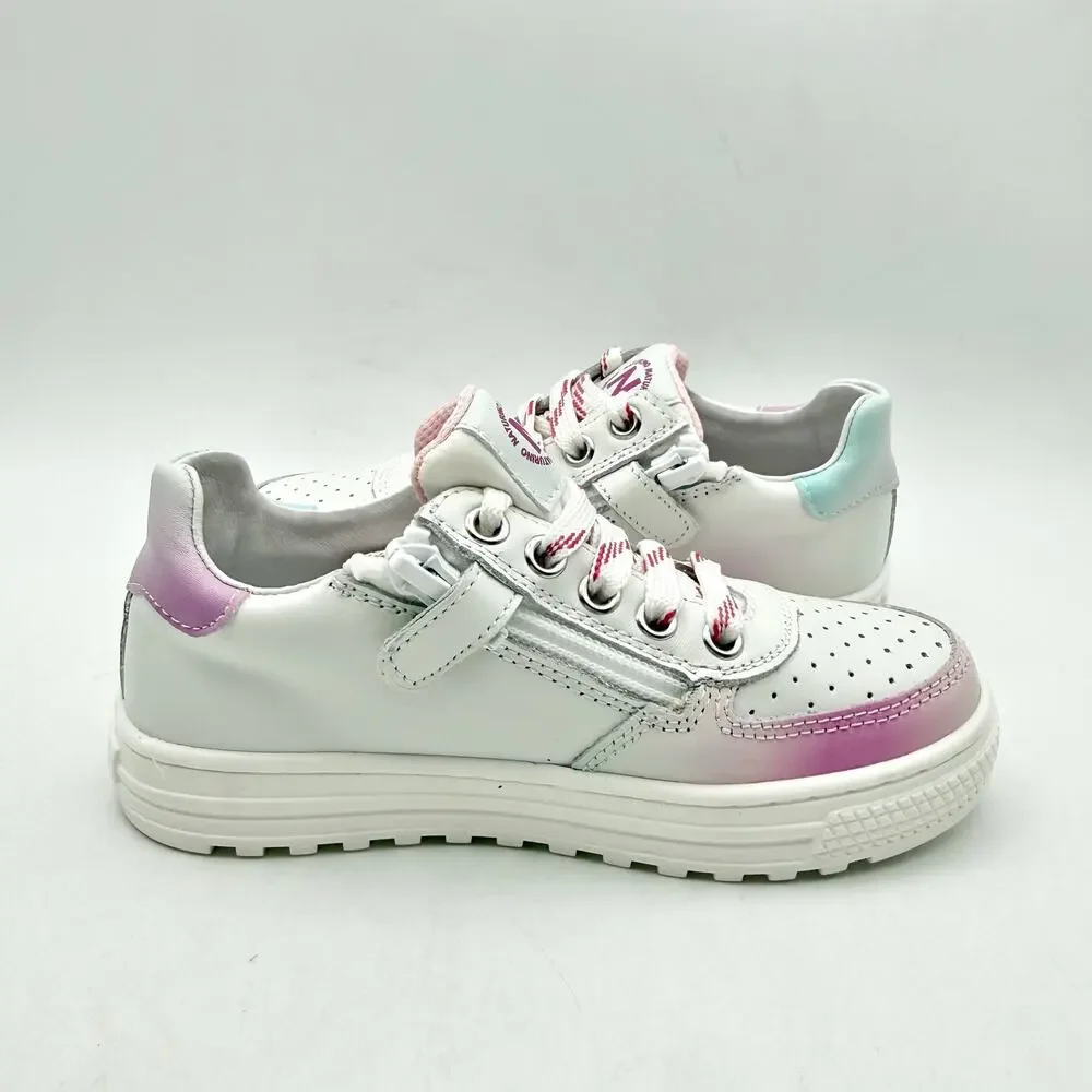 Naturino Girls Hess 2 Vl Sneakers EU 28 US 11 White Pink Blue Leather NWOB